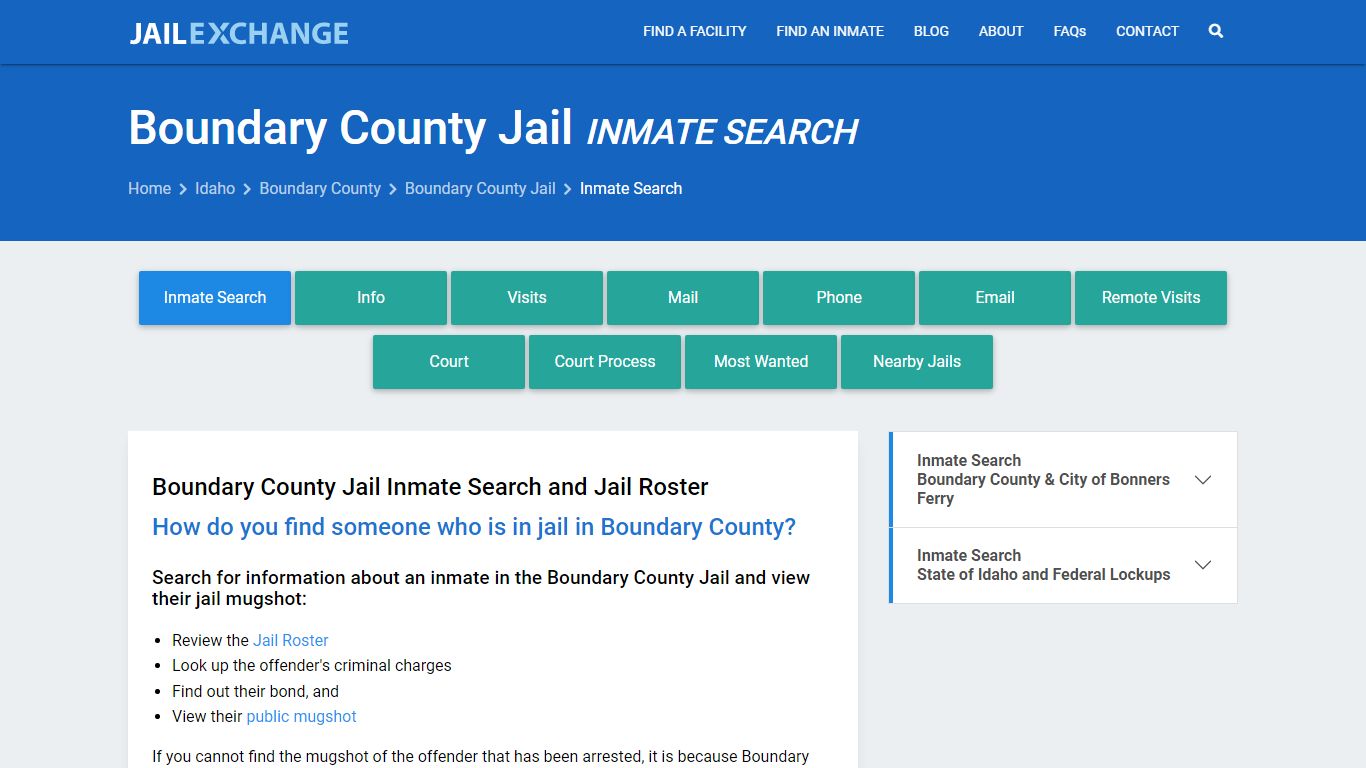 Inmate Search: Roster & Mugshots - Boundary County Jail, ID