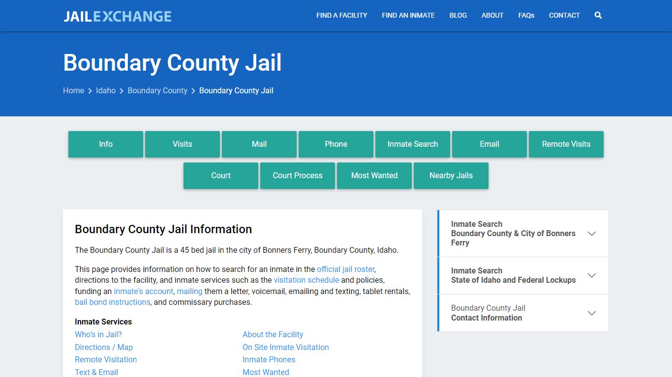 Boundary County Jail, ID Inmate Search, Information
