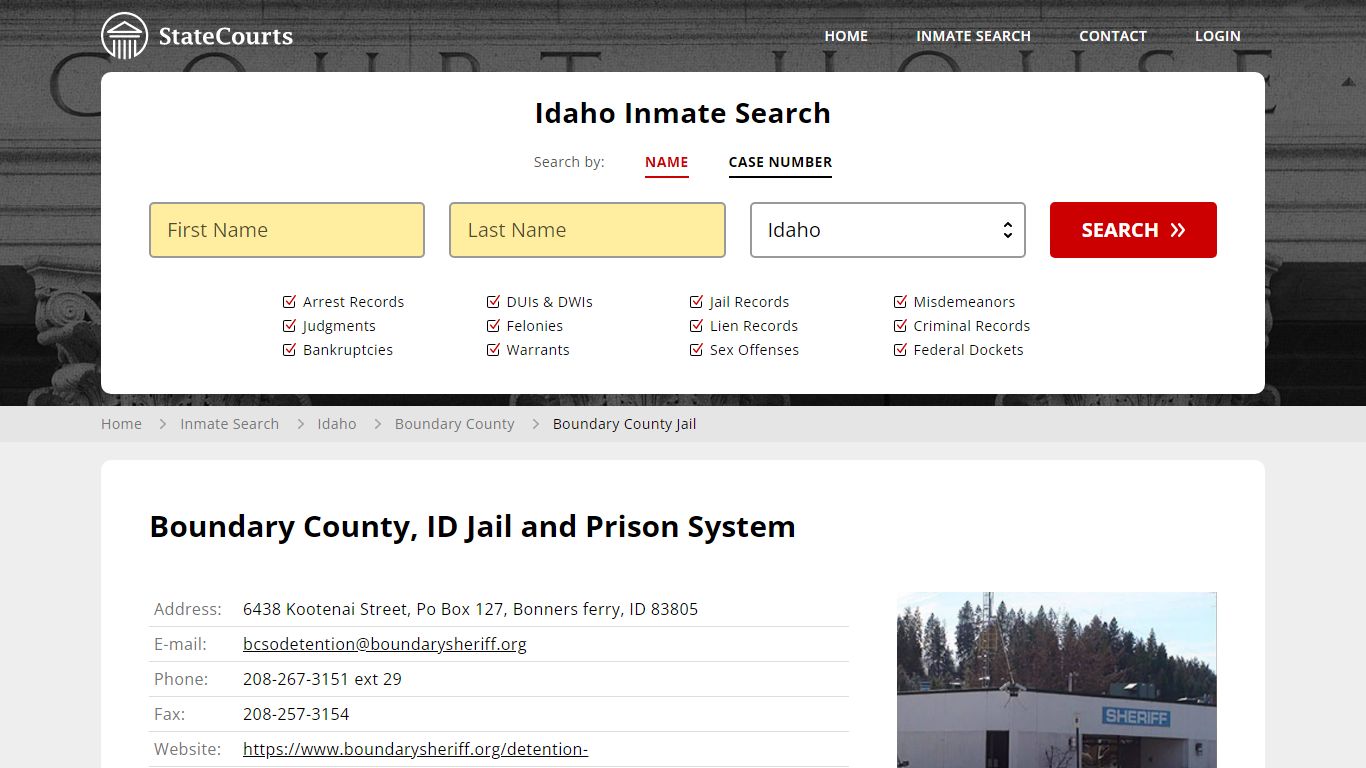 Boundary County Jail Inmate Records Search, Idaho - StateCourts